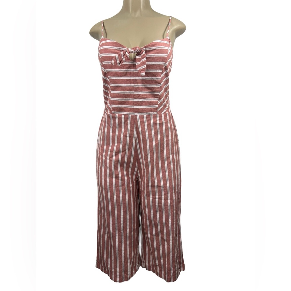 Derek Heart Pink and White Striped Jumpsuit with Wide-Leg Design Size Large